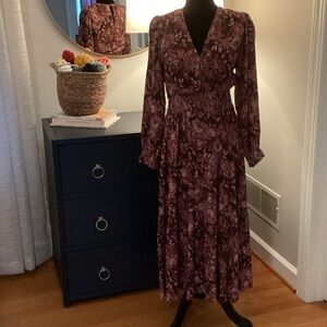 Dress Forum Burgundy Floral Long Sleeve Dress